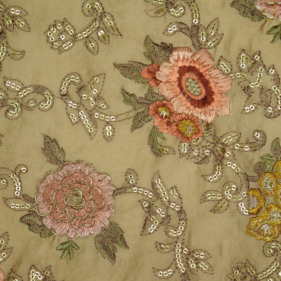 Abhra Jaal on Almond Luxe Silk Chanderi Embroidered Fabric