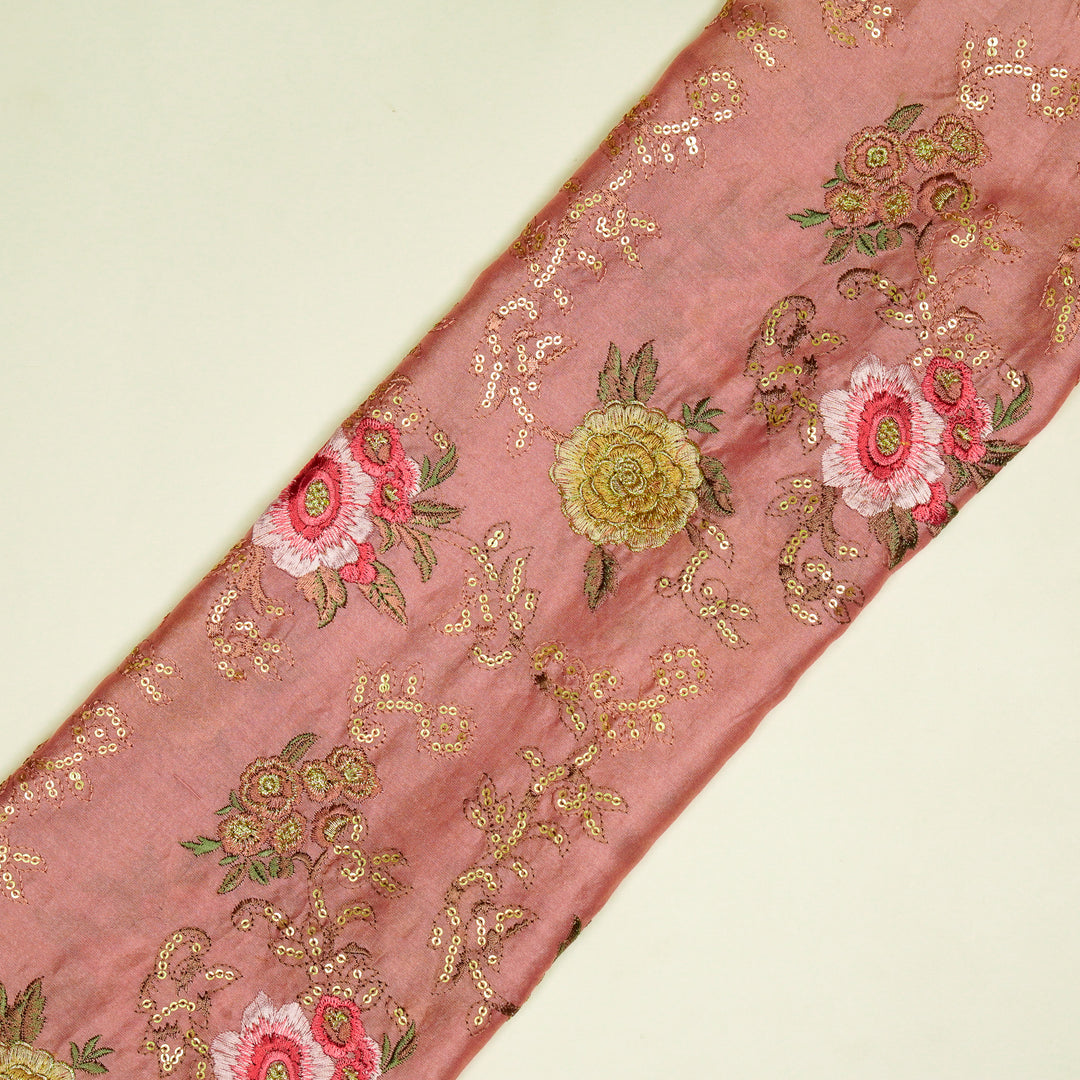 Abhra Jaal on Onion Pink Luxe Silk Chanderi Embroidered Fabric