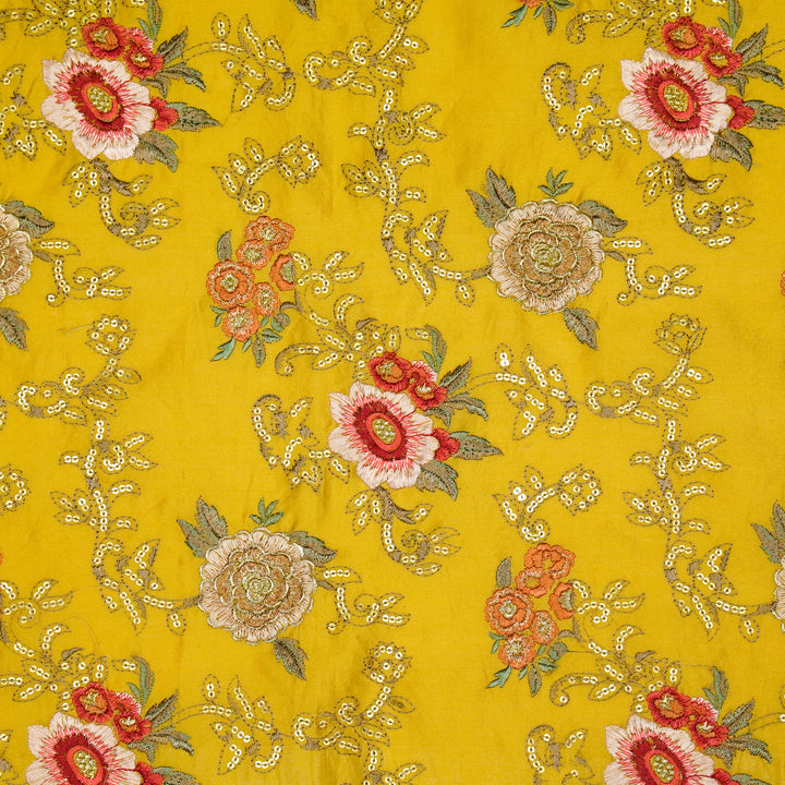 Abhra Jaal on  Gold Luxe Silk Chanderi Embroidered Fabric