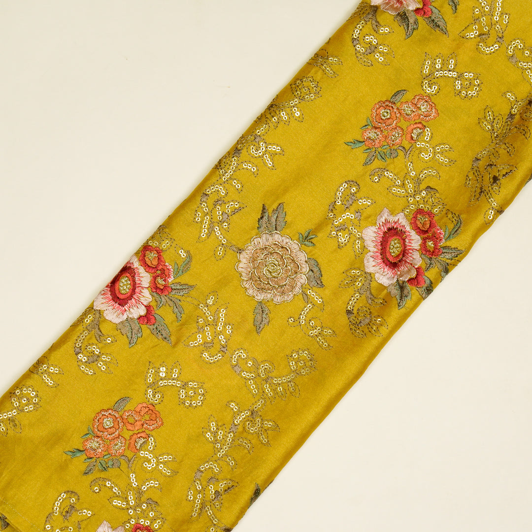 Abhra Jaal on  Gold Luxe Silk Chanderi Embroidered Fabric