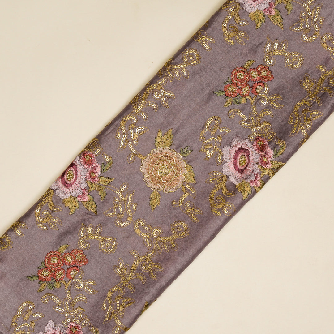 Abhra Jaal on Deep Mauve Luxe Silk Chanderi Embroidered Fabric
