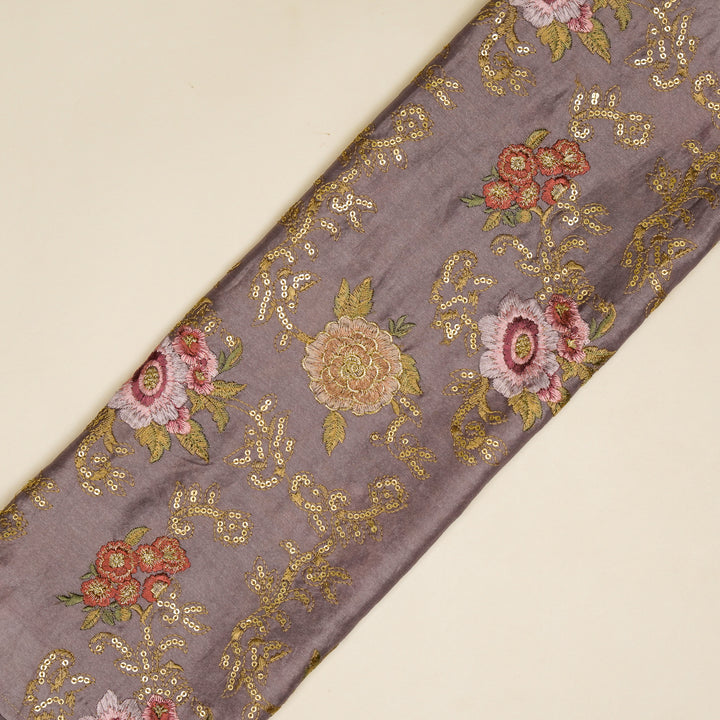 Abhra Jaal on Deep Mauve Luxe Silk Chanderi Embroidered Fabric