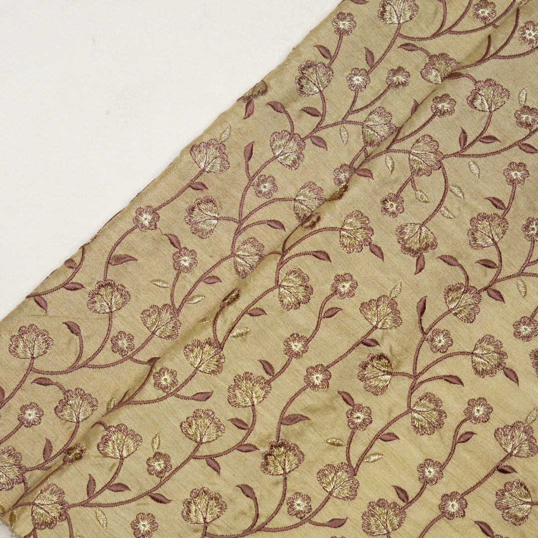 Ismat Jaal on Beige Dola Silk Embroidered Fabric