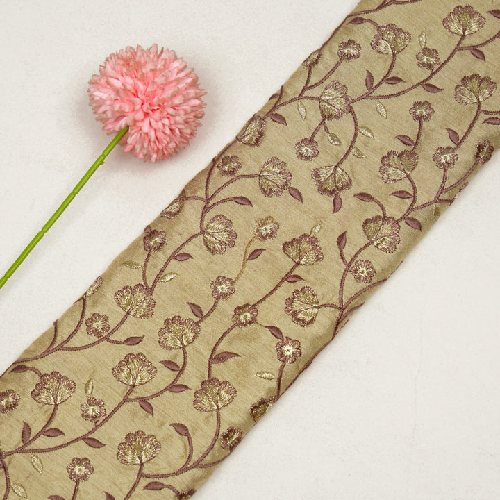 Ismat Jaal on Beige Dola Silk Embroidered Fabric