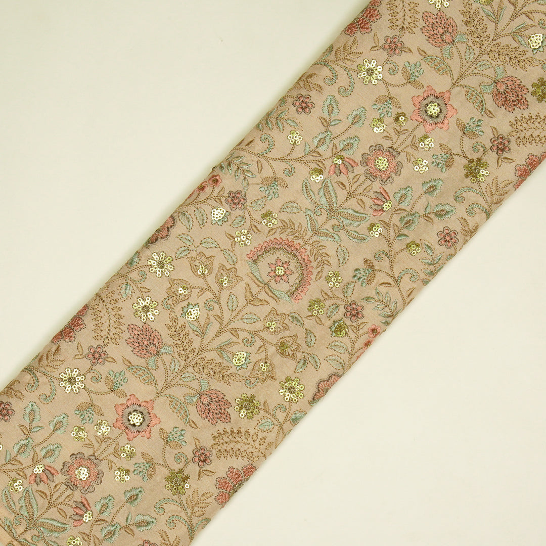 Lamya Jaal on Light Peach Semi Raw Silk Embroidered Fabric