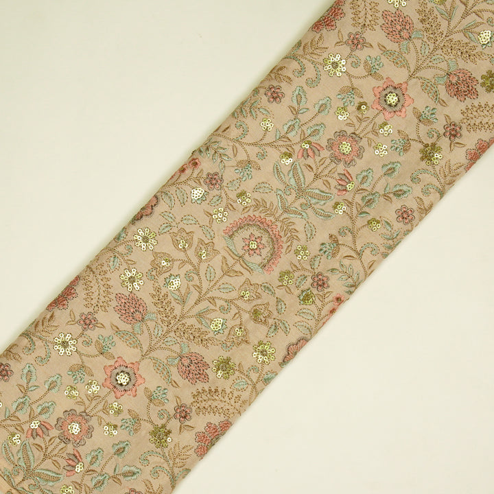 Lamya Jaal on Light Peach Semi Raw Silk Embroidered Fabric