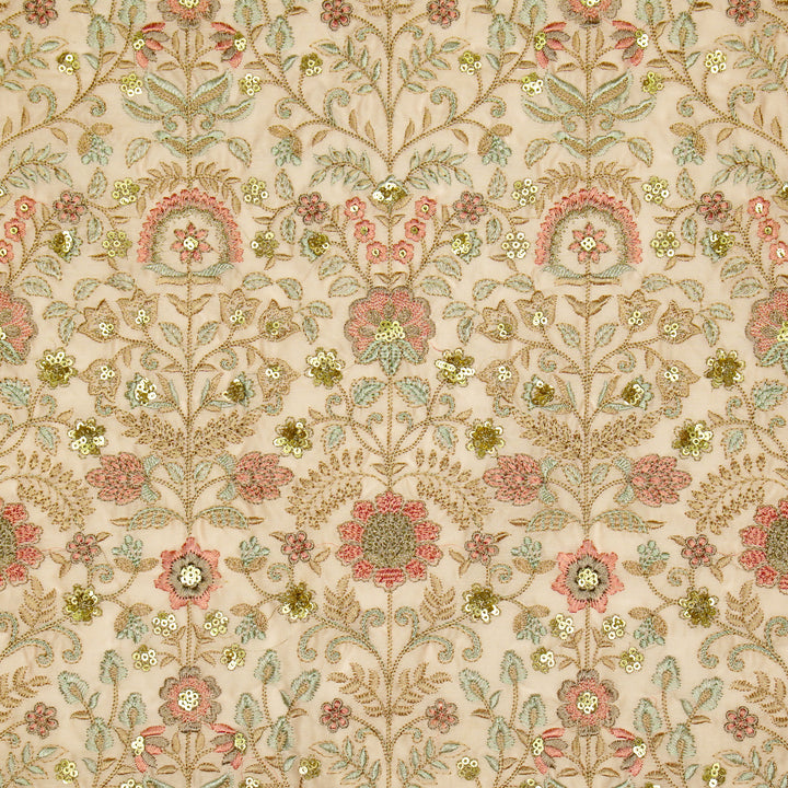 Lamya Jaal on Light Blush Semi Raw Silk Embroidered Fabric