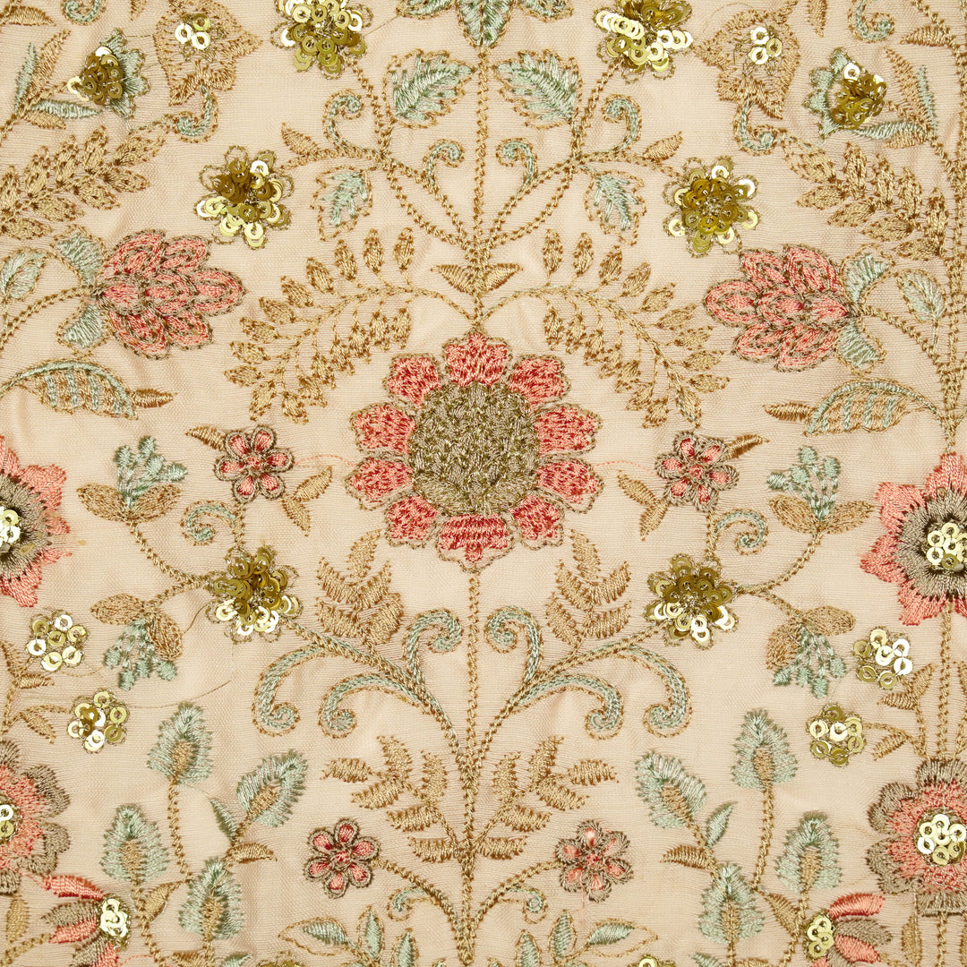 Lamya Jaal on Light Blush Semi Raw Silk Embroidered Fabric