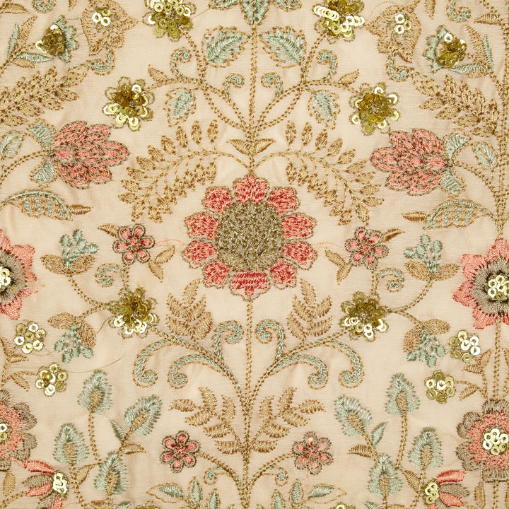 Lamya Jaal on Light Blush Semi Raw Silk Embroidered Fabric