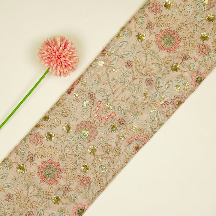 Lamya Jaal on Light Blush Semi Raw Silk Embroidered Fabric