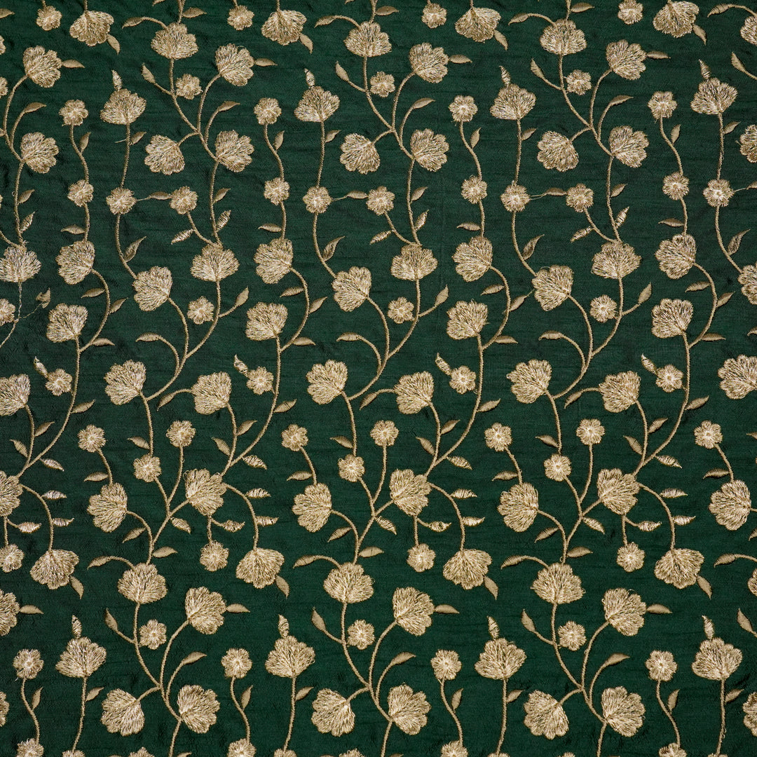Ismat Jaal on Bottle Green Dola Silk Embroidered Fabric