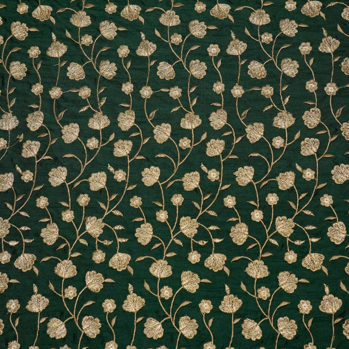 Ismat Jaal on Bottle Green Dola Silk Embroidered Fabric