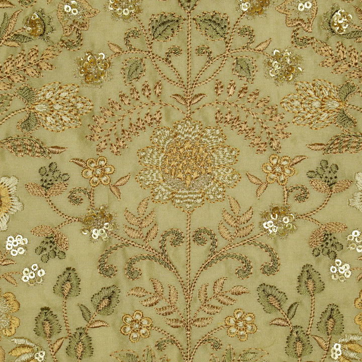 Lamya Jaal on Almond Semi Raw Silk Embroidered Fabric