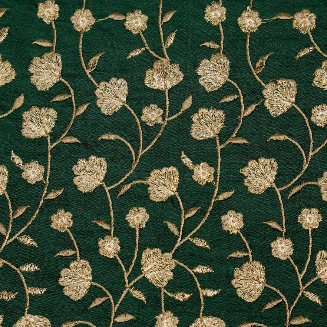 Ismat Jaal on Bottle Green Dola Silk Embroidered Fabric