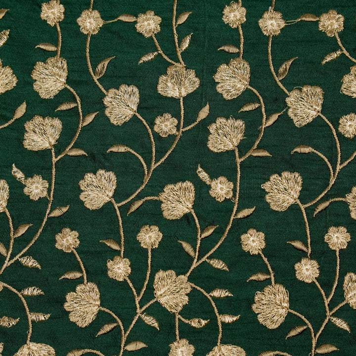 Ismat Jaal on Bottle Green Dola Silk Embroidered Fabric