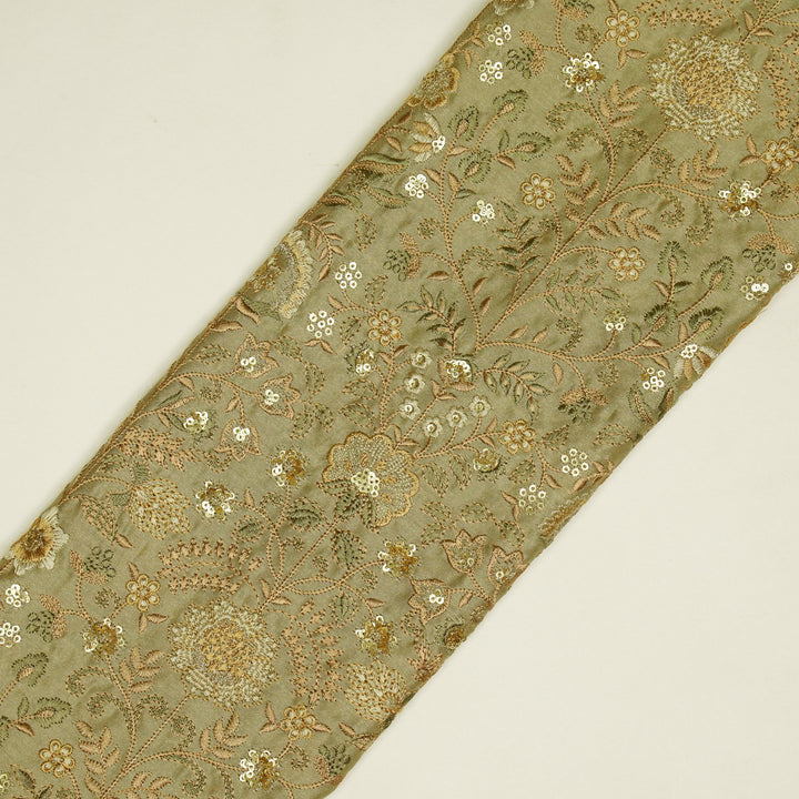 Lamya Jaal on Almond Semi Raw Silk Embroidered Fabric