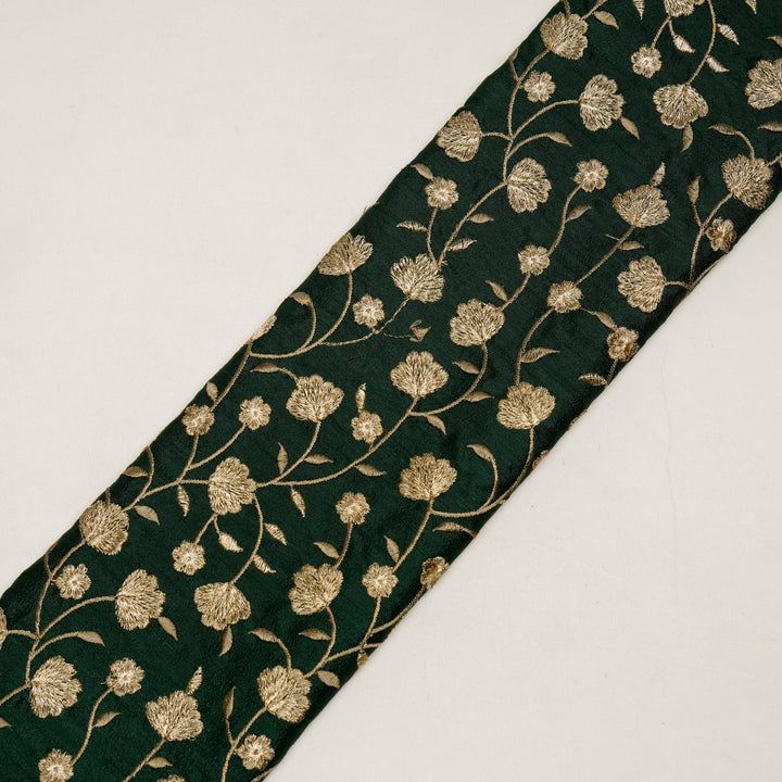 Ismat Jaal on Bottle Green Dola Silk Embroidered Fabric