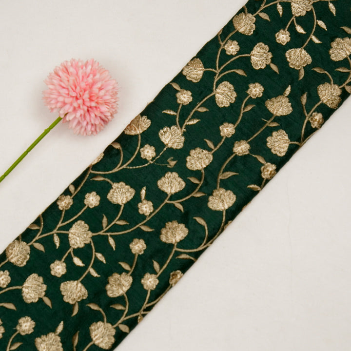 Ismat Jaal on Bottle Green Dola Silk Embroidered Fabric