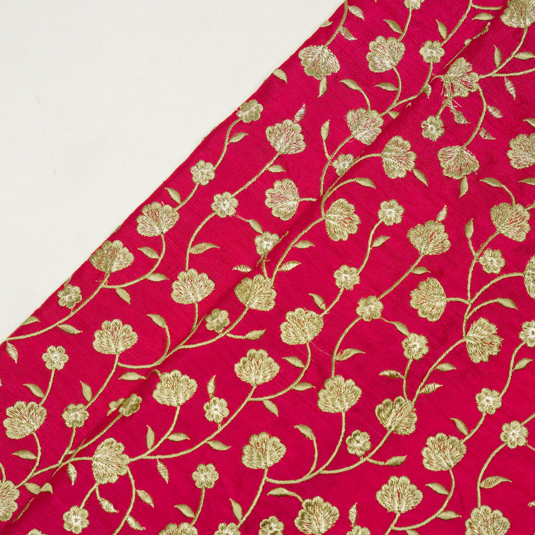 Ismat Jaal on Fuxia Dola Silk Embroidered Fabric