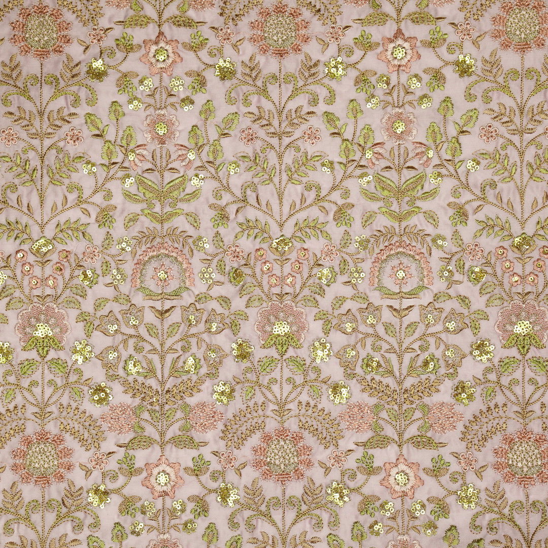 Lamya Jaal on Lavender Semi Raw Silk Embroidered Fabric