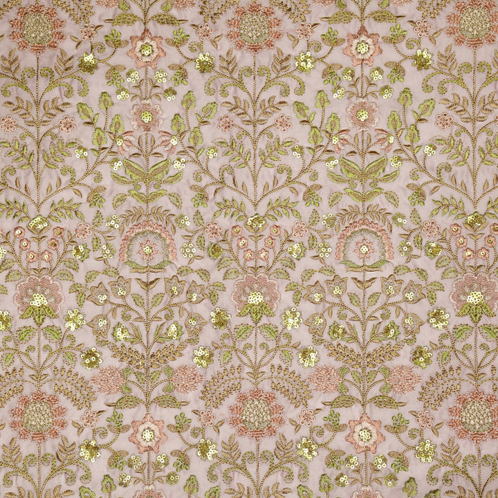 Lamya Jaal on Lavender Semi Raw Silk Embroidered Fabric