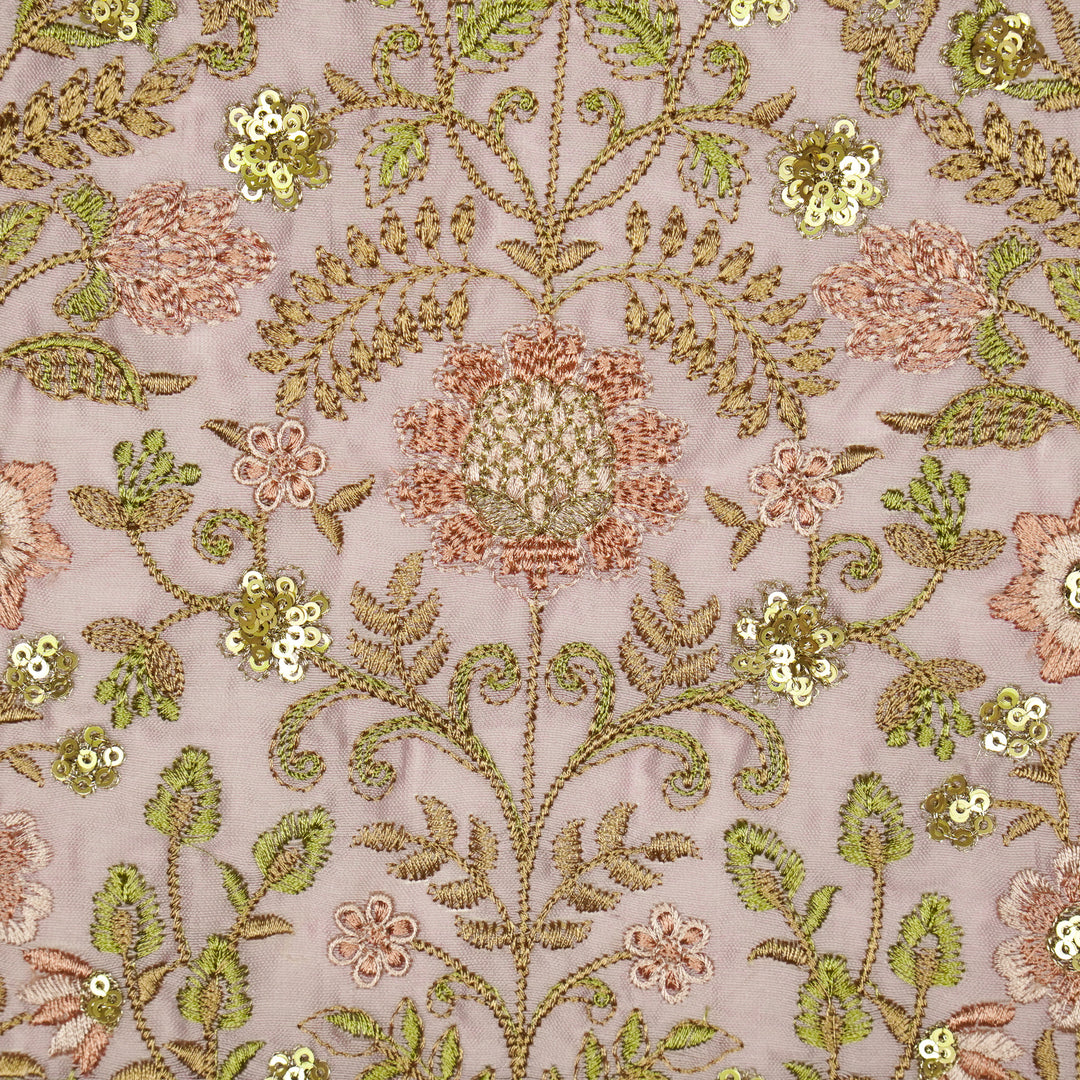 Lamya Jaal on Lavender Semi Raw Silk Embroidered Fabric