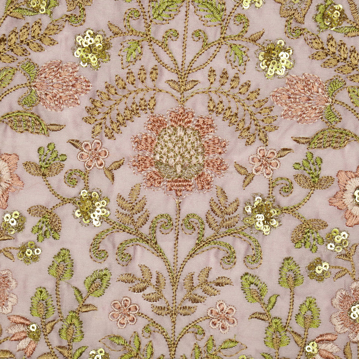 Lamya Jaal on Lavender Semi Raw Silk Embroidered Fabric