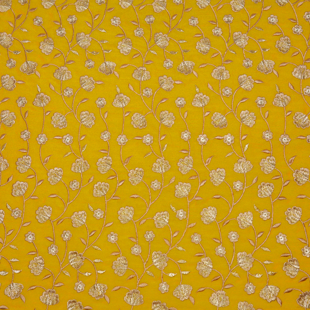 Ismat Jaal on Gold Dola Silk Embroidered Fabric