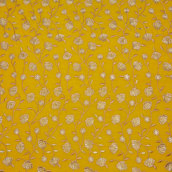 Ismat Jaal on Gold Dola Silk Embroidered Fabric