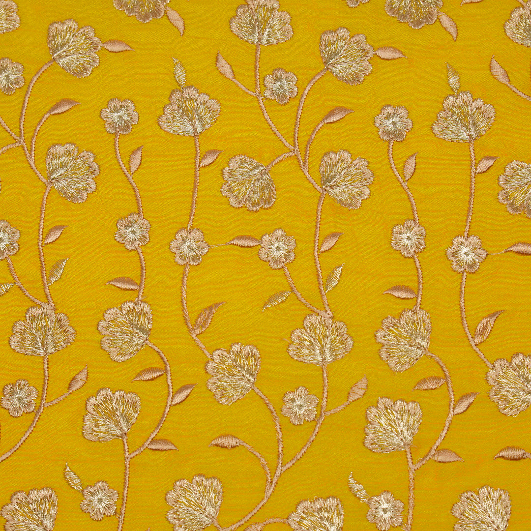 Ismat Jaal on Gold Dola Silk Embroidered Fabric