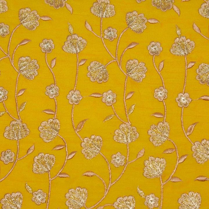 Ismat Jaal on Gold Dola Silk Embroidered Fabric