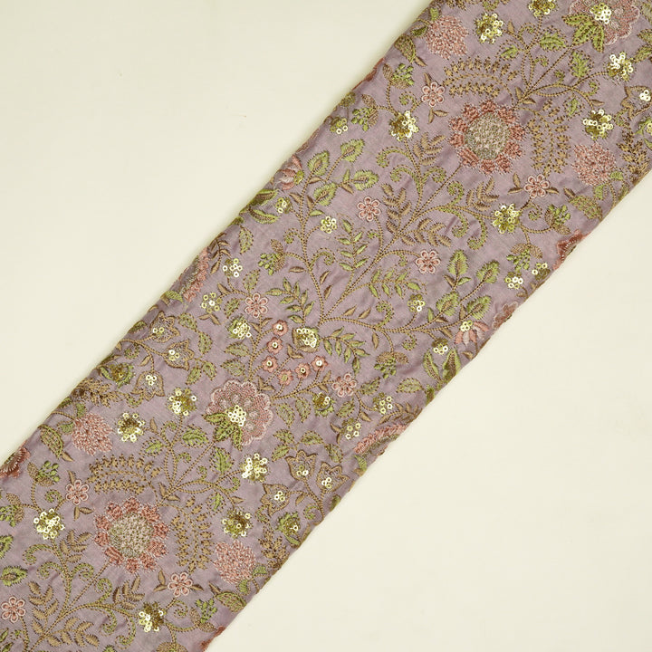 Lamya Jaal on Lavender Semi Raw Silk Embroidered Fabric