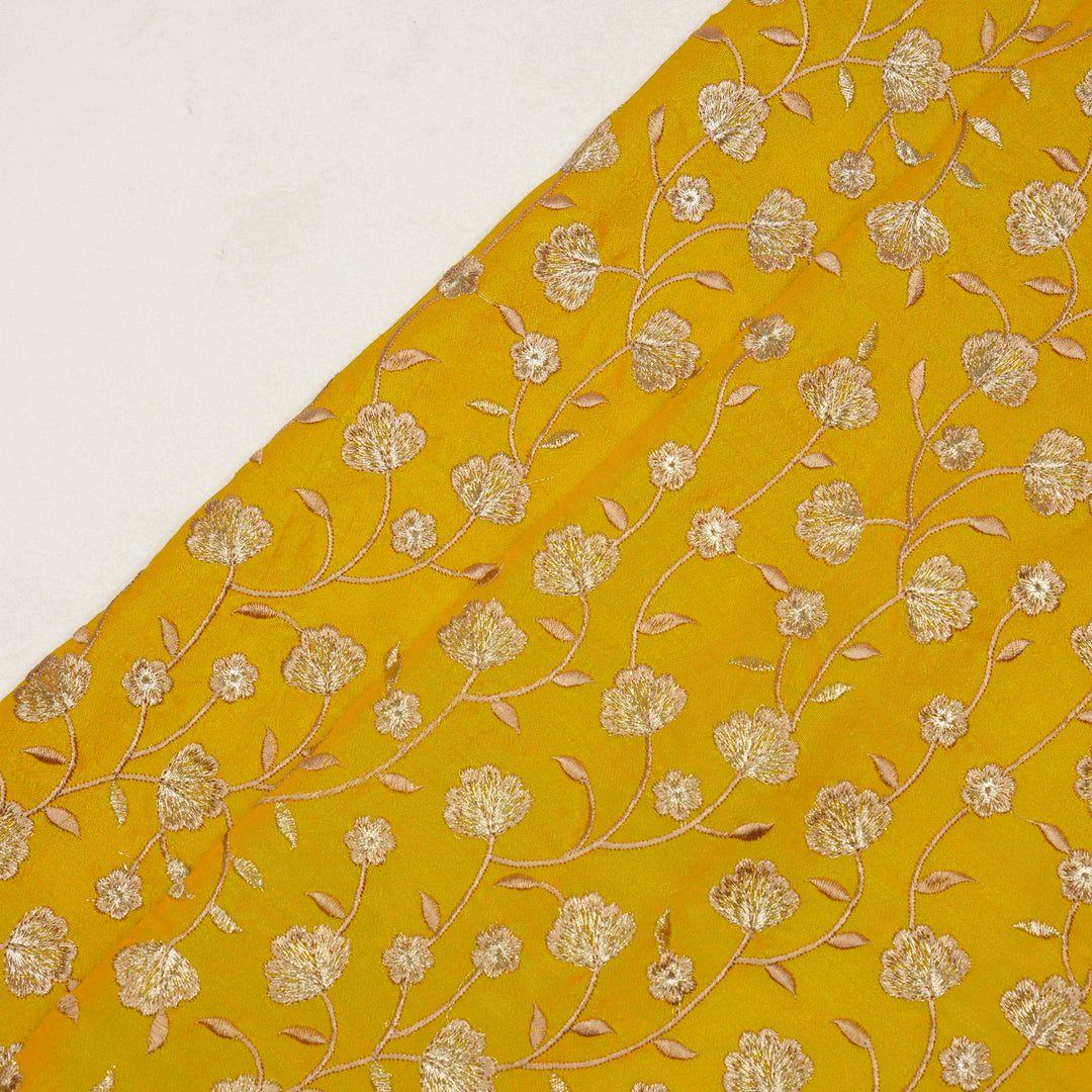 Ismat Jaal on Gold Dola Silk Embroidered Fabric