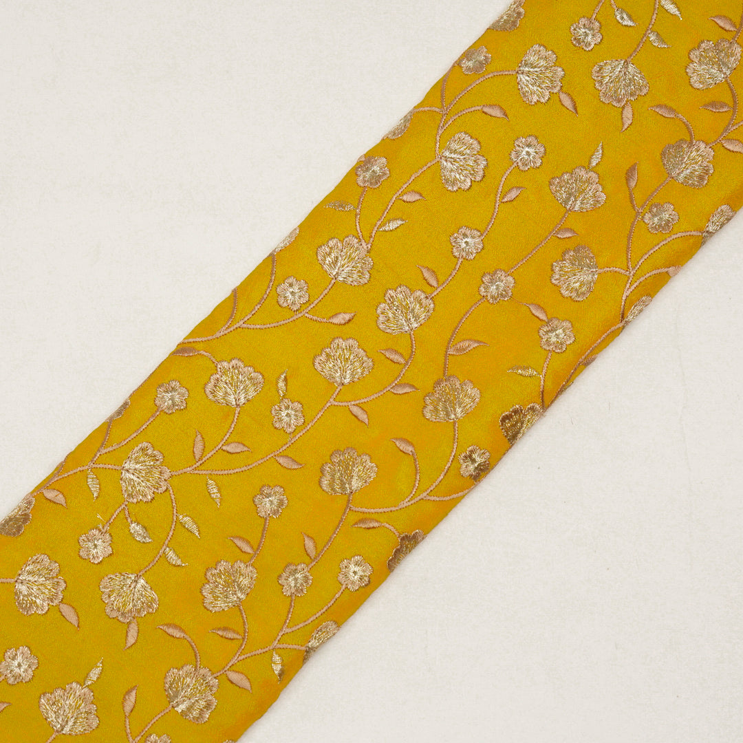 Ismat Jaal on Gold Dola Silk Embroidered Fabric