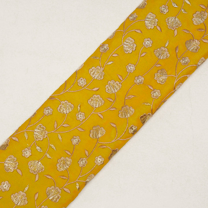 Ismat Jaal on Gold Dola Silk Embroidered Fabric