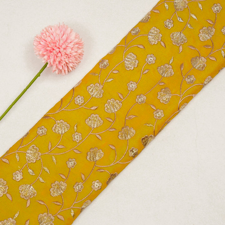 Ismat Jaal on Gold Dola Silk Embroidered Fabric