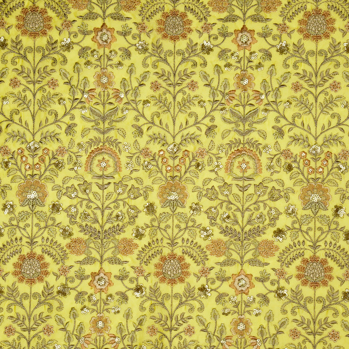 Lamya Jaal on Lemon Semi Raw Silk Embroidered Fabric