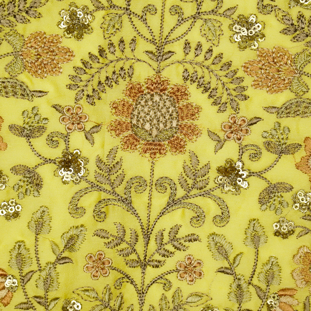 Lamya Jaal on Lemon Semi Raw Silk Embroidered Fabric