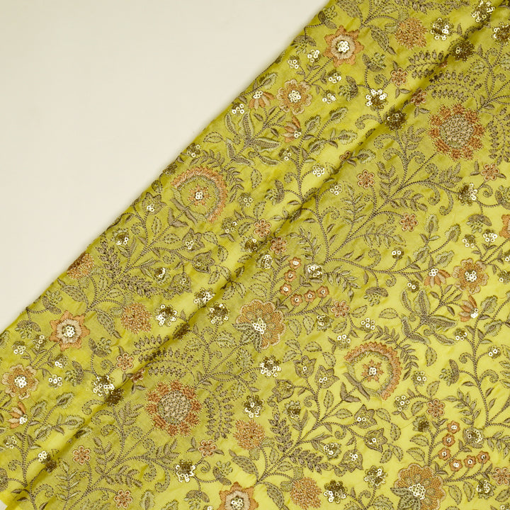 Lamya Jaal on Lemon Semi Raw Silk Embroidered Fabric
