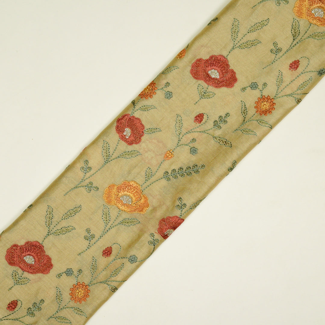 Sahra Jaal on Beige Silk Chanderi Embroidered Fabric