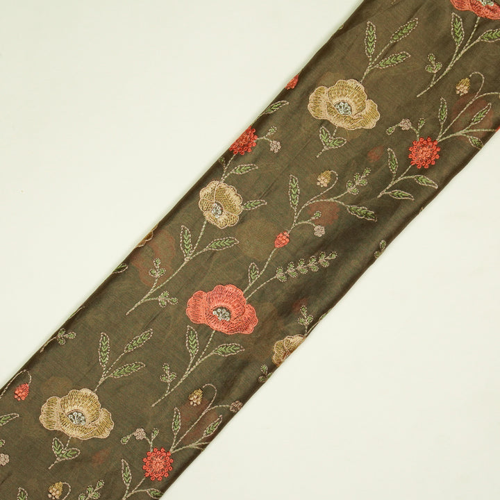 Sahra Jaal on Mouse Silk Chanderi Embroidered Fabric