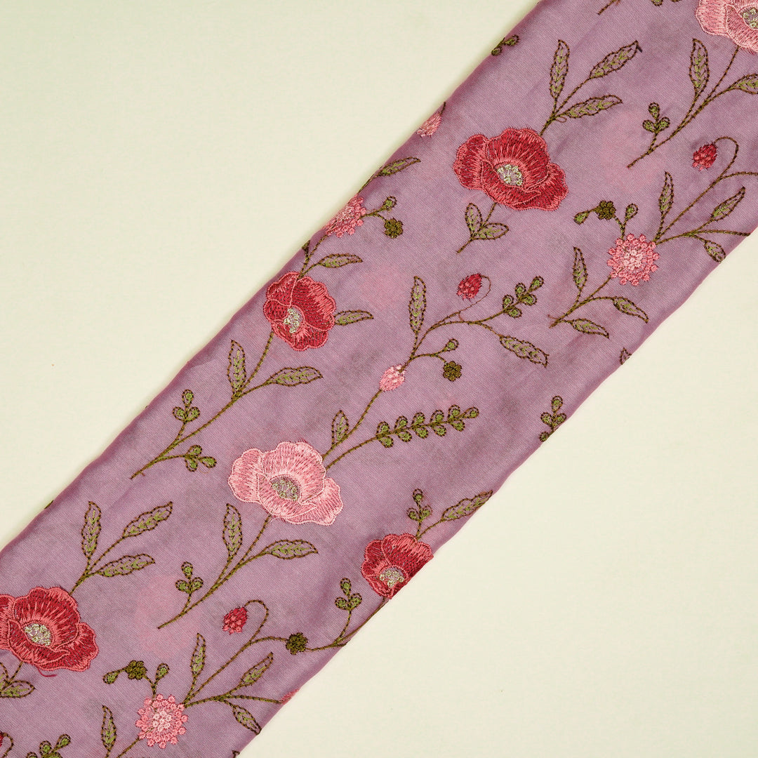 Sahra Jaal on Mauve Silk Chanderi Embroidered Fabric