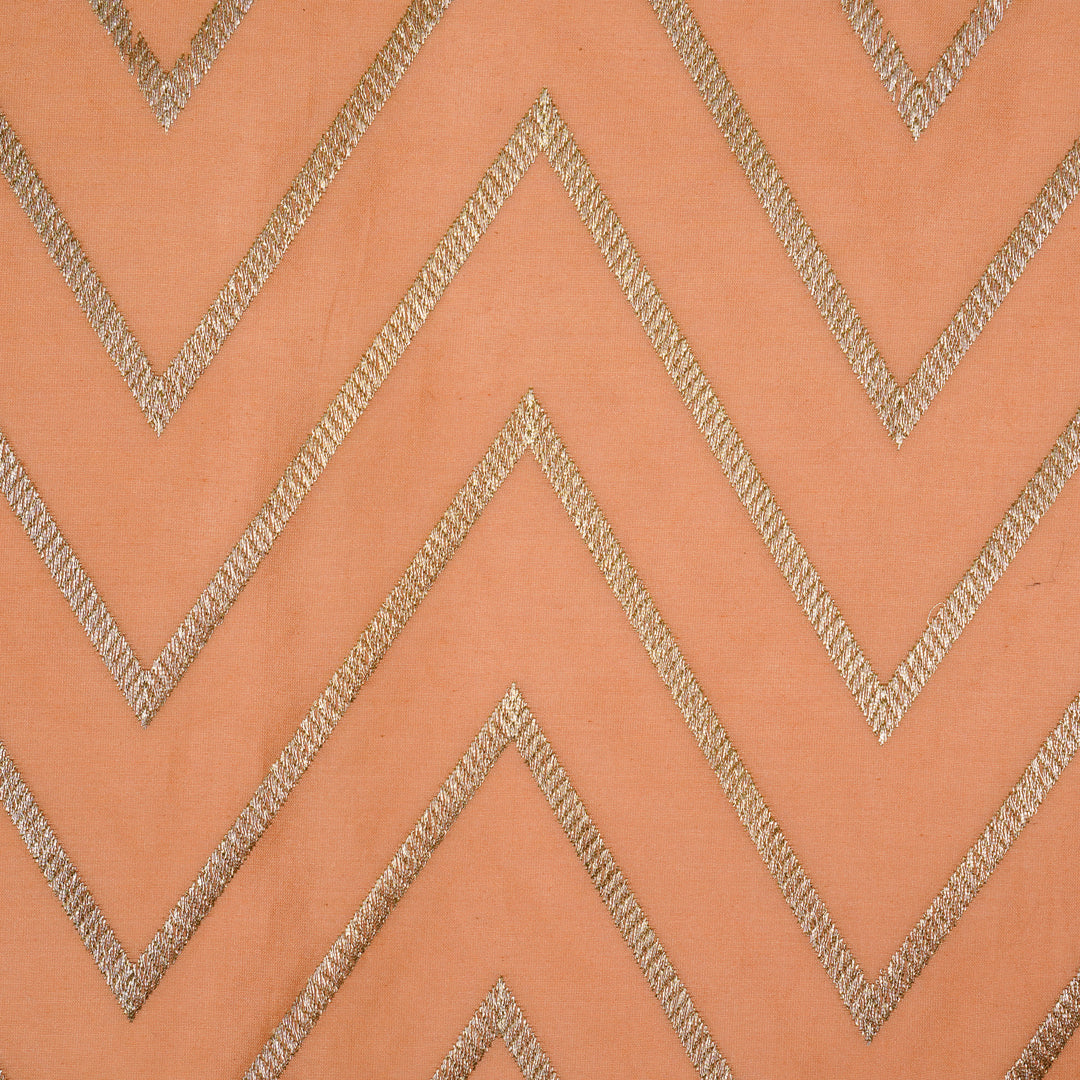 Masooma Jaal on Peach Luxe Silk Chanderi Embroidered Fabric