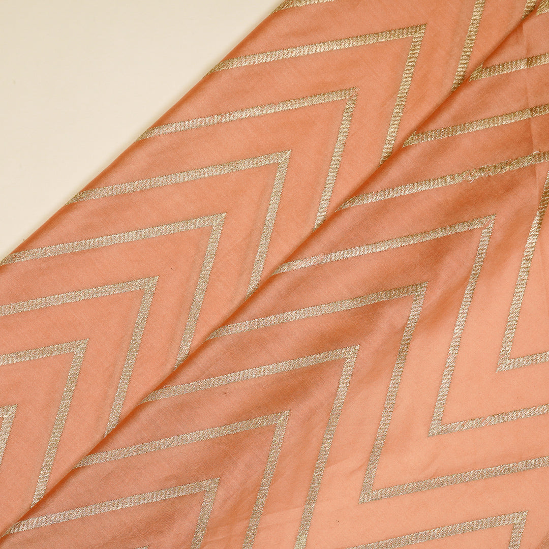 Masooma Jaal on Peach Luxe Silk Chanderi Embroidered Fabric