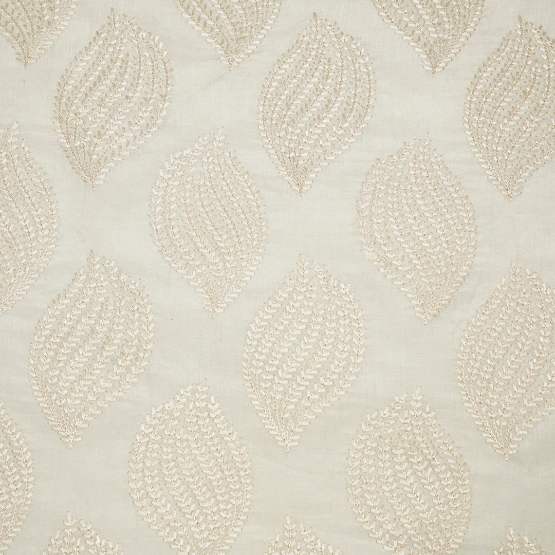 Avira Buta on Cream Munga Silk Embroidered Fabric