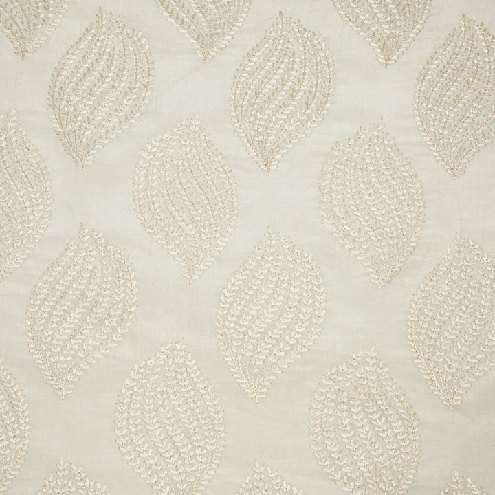 Avira Buta on Cream Munga Silk Embroidered Fabric