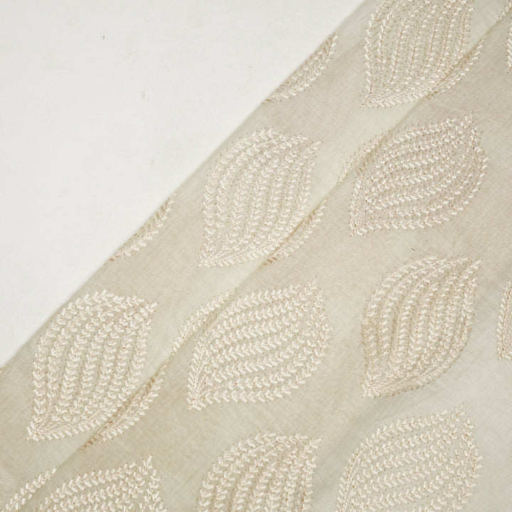 Avira Buta on Cream Munga Silk Embroidered Fabric