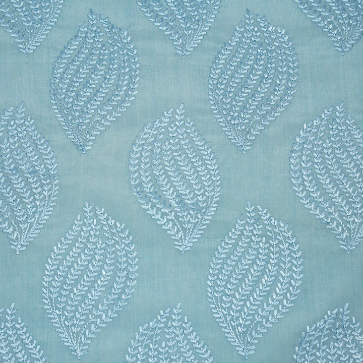 Avira Buta on Sky Blue Munga Silk Embroidered Fabric