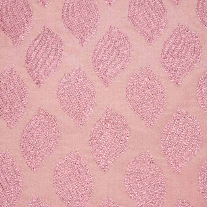 Avira Buta on Onion Pink Munga Silk Embroidered Fabric