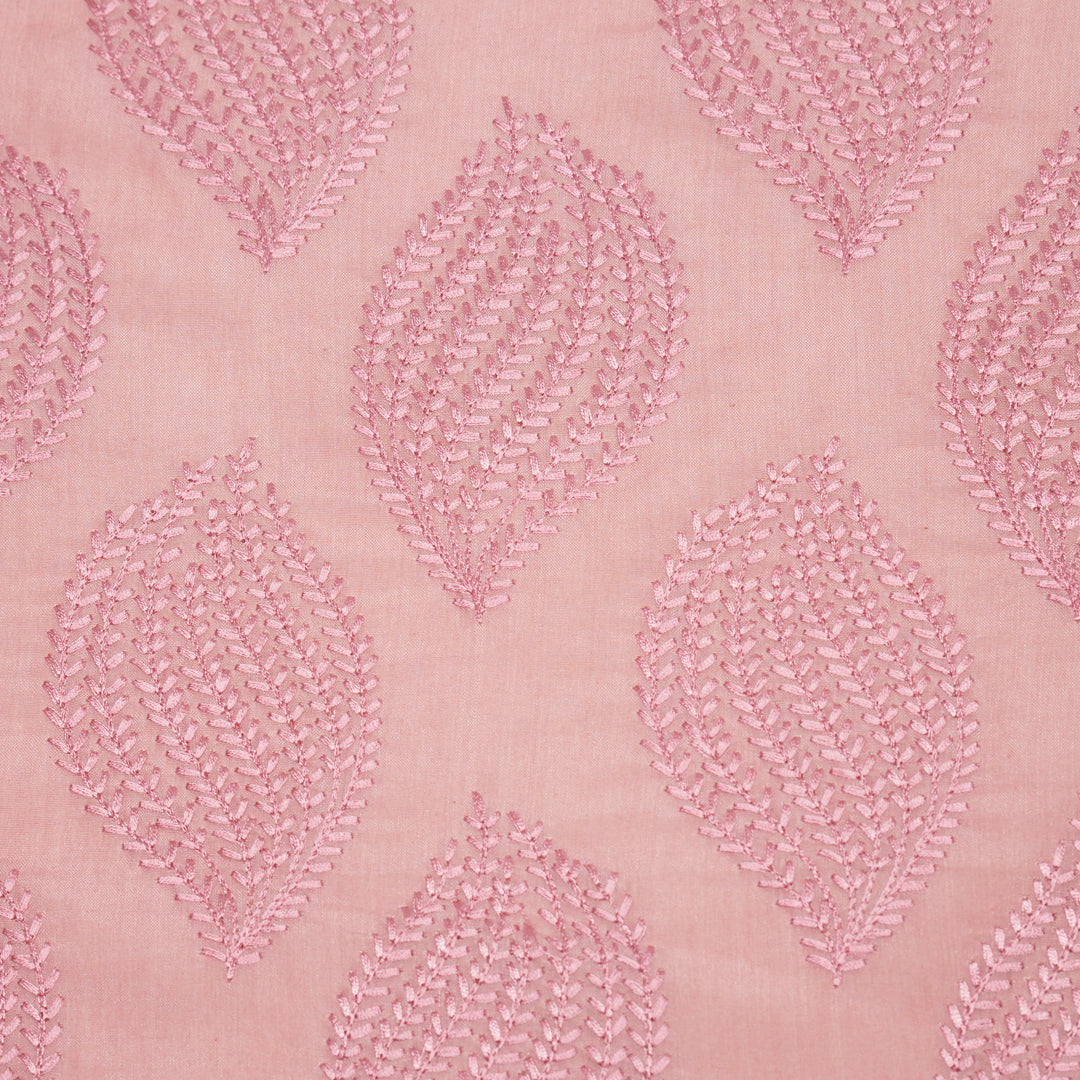 Avira Buta on Onion Pink Munga Silk Embroidered Fabric